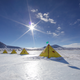 Sleeping tends set up near a diving site on the Ross Ice Shelf. Photo Courtesy Patrick Degerman